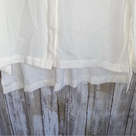 White House Black Market Off White High Low Hidden Button Down Utility Blouse - Picture 4 of 7